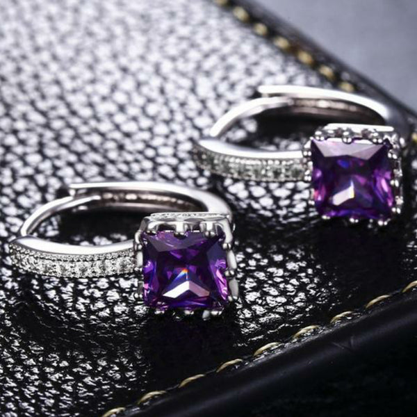 Amethyst Regal White Gold Earrings