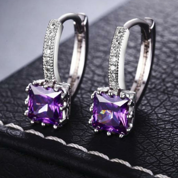Amethyst Regal White Gold Earrings