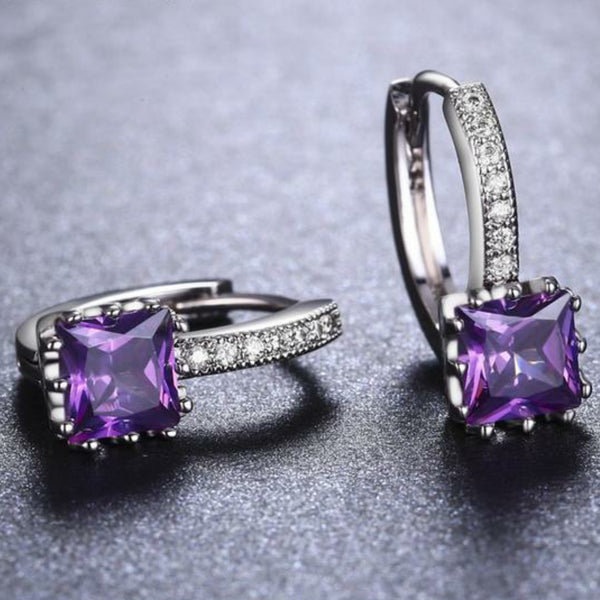 Amethyst Regal White Gold Earrings